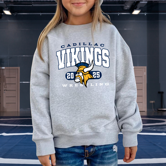 Cadillac Vikings Wrestling YOUTH Crewneck Sweatshirt