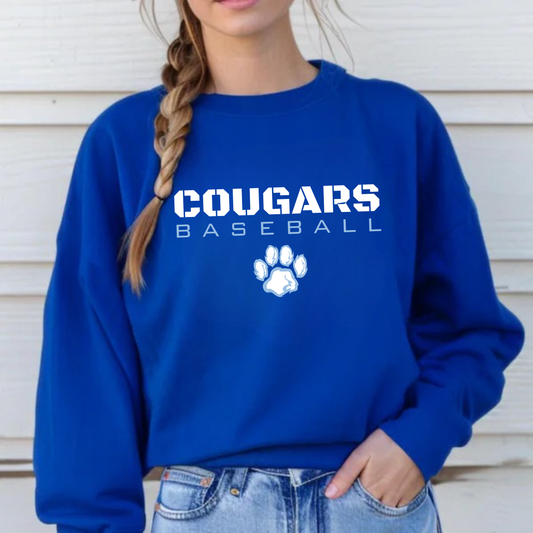 Greak Lakes Cougars Baseball ADULT Crewneck Sweatshirt