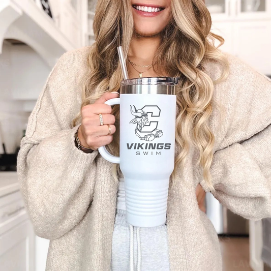 Cadillac Vikings Swim 40 oz Tumbler w/Lid - WHITE