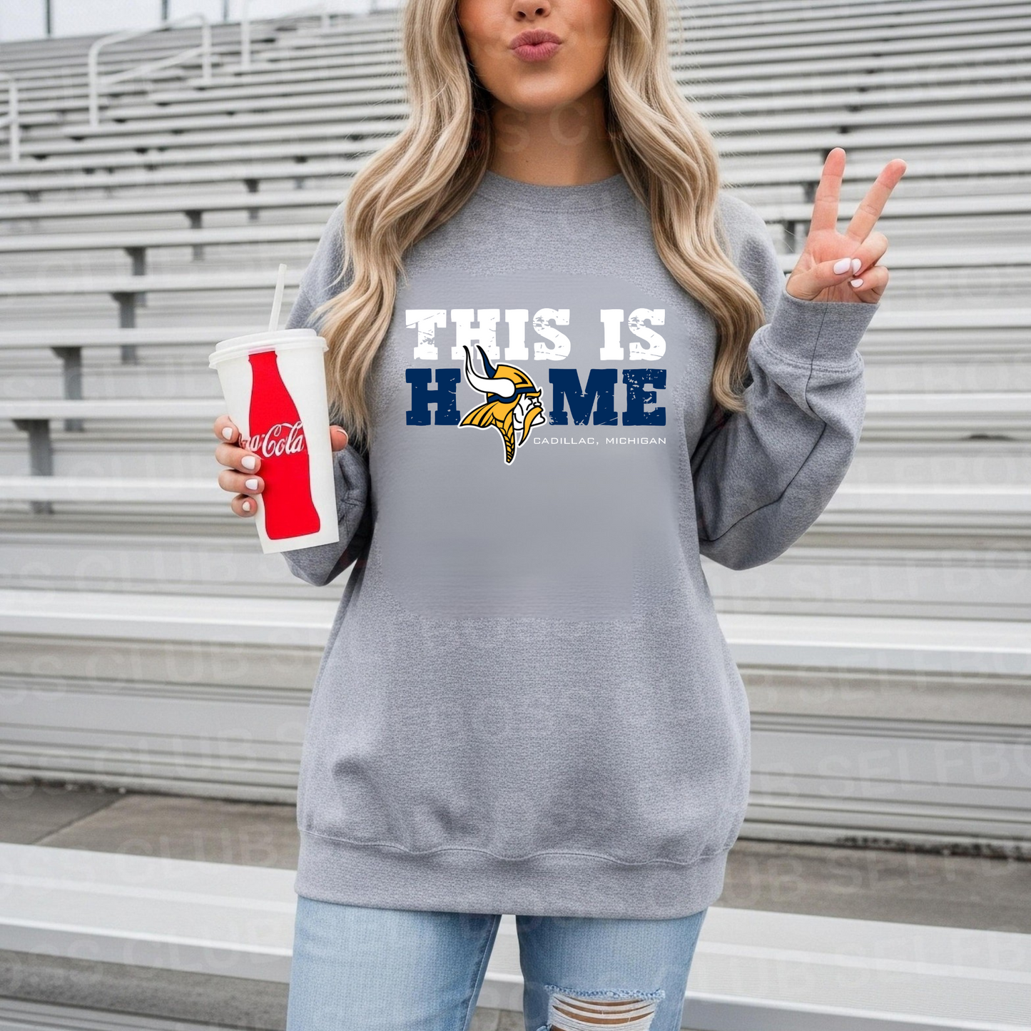 THIS IS HOME Cadillac Vikings Homecoming ADULT Unisex Crewneck Sweatshirt