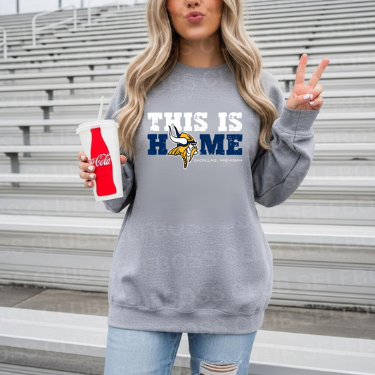 THIS IS HOME Cadillac Vikings Homecoming ADULT Unisex Crewneck Sweatshirt