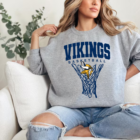 Cadillac Vikings Basketball ADULT Crewneck Sweatshirt