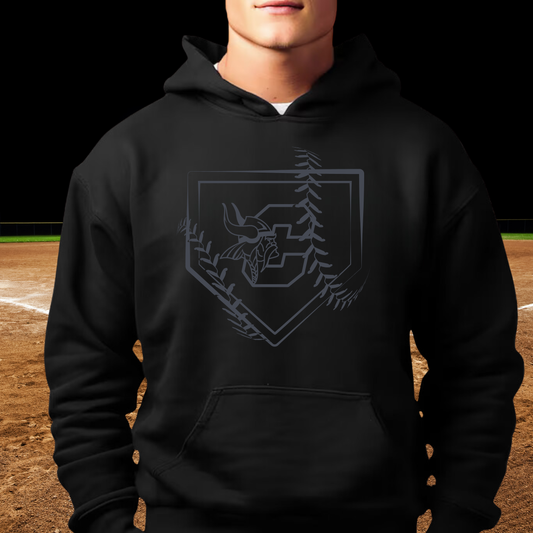 BLACKOUT Cadillac Vikings Baseball ADULT Hoodie