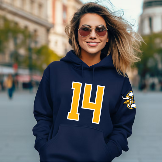 Vikings Varsity Number Adult Hoodie