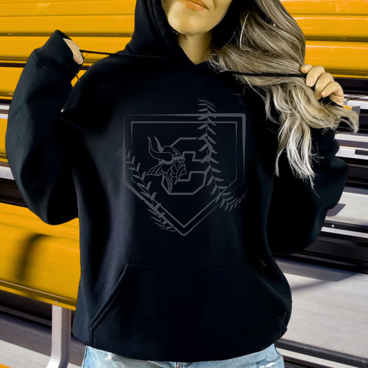 BLACKOUT Cadillac Vikings Baseball ADULT Hoodie
