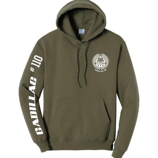 AMVETS Post #110 Hoodie (PC78H) - OLIVE DRAB GREEN