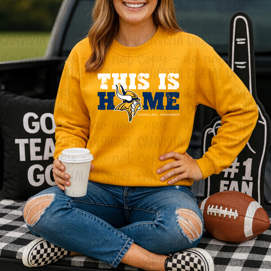 THIS IS HOME Cadillac Vikings Homecoming ADULT Unisex Crewneck Sweatshirt