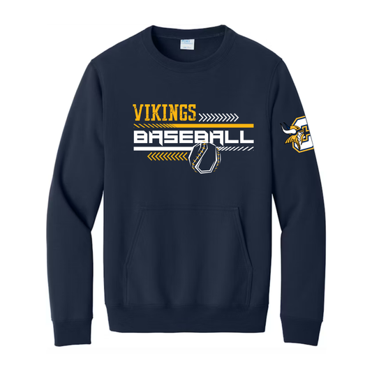 NEW Cadillac Vikings Baseball ADULT Crewneck W/ FRONT POCKET
