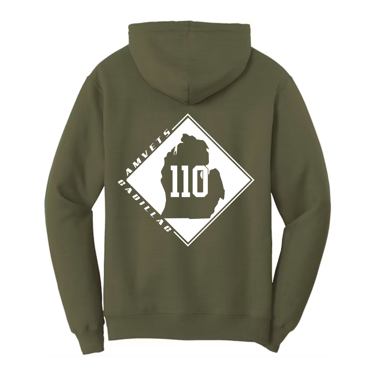 AMVETS Post #110 Hoodie (PC78H) - OLIVE DRAB GREEN