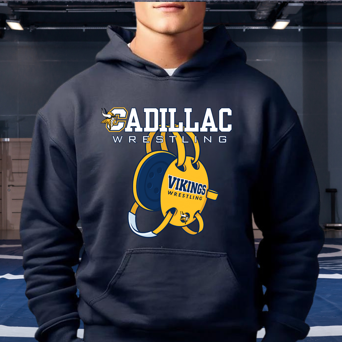 Cadillac Vikings Wrestling ADULT Hoodie