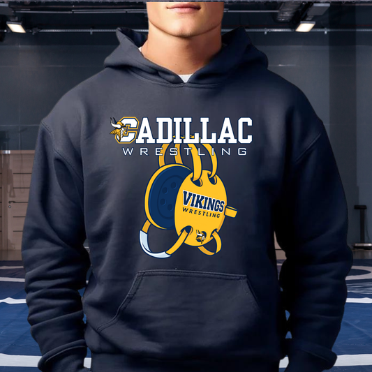 Cadillac Vikings Wrestling ADULT Hoodie