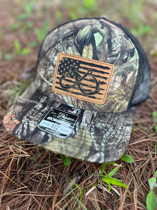 Fish & Game Camo Leather Patch Hat