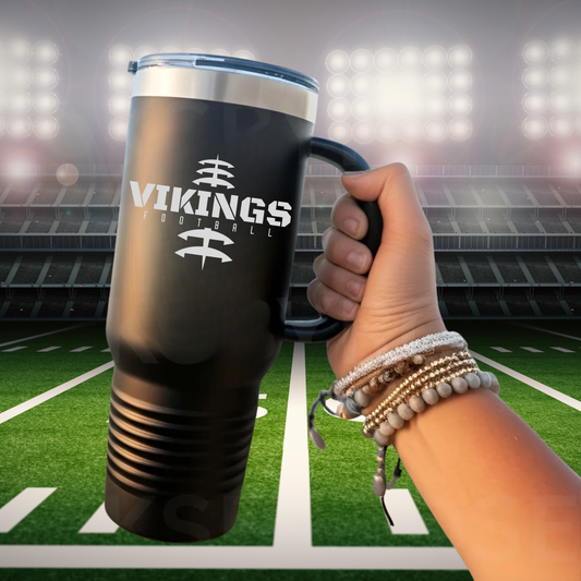 Cadillac Vikings Football 40 oz Tumbler w/Lid - BLACK