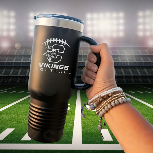 Cadillac Vikings Football 40 oz Tumbler w/Lid - BLACK