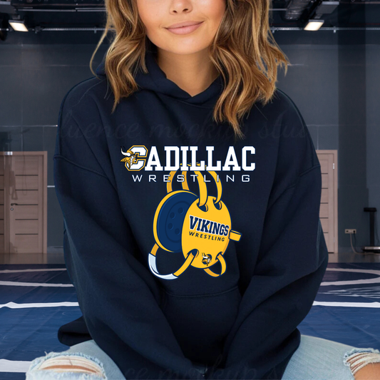 Cadillac Vikings Wrestling ADULT Hoodie