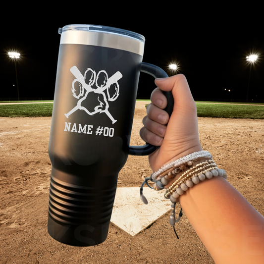 Personalized Great Lakes Cougars Baseball 40 oz Tumbler w/Lid