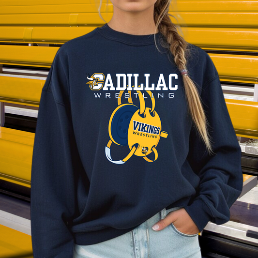 Cadillac Vikings Wrestling ADULT Unisex Crewneck Sweatshirt