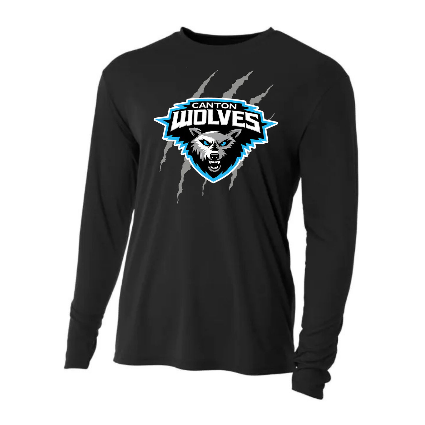 Canton Wolves Hockey Cooling Performance Long-Sleeve DRI-FIT T-Shirt UNISEX - SILVER