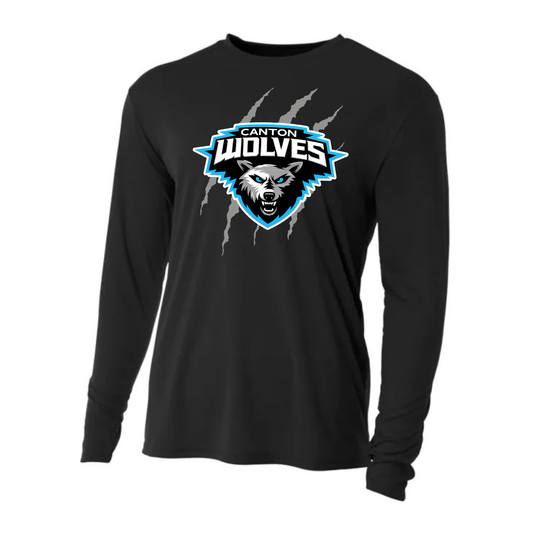 Canton Wolves Hockey Cooling Performance Long-Sleeve DRI-FIT T-Shirt UNISEX - SILVER