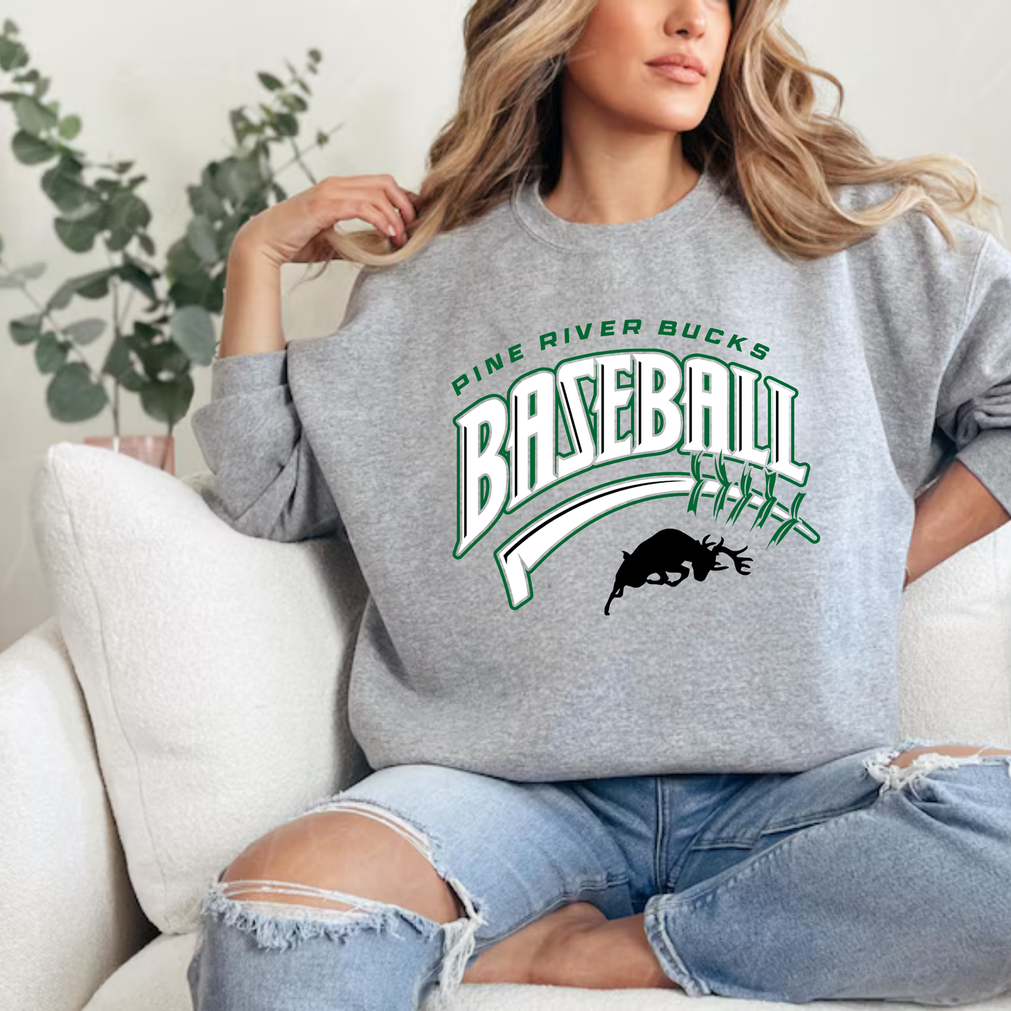 Pine River Bucks Baseball ADULT Crewneck Sweatshirt