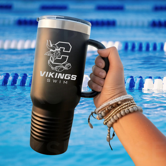 Cadillac Vikings Swim 40 oz Tumbler w/Lid - BLACK
