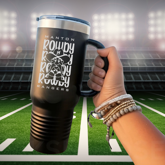 Manton Rangers ROWDY 40 oz Tumbler w/Lid - BLACK