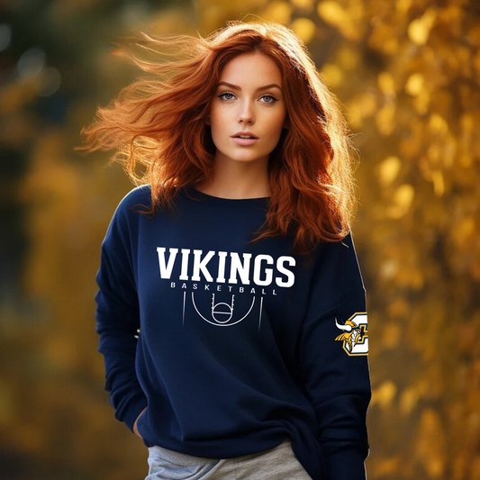 Cadillac Vikings Basketball ADULT Crewneck Sweatshirt