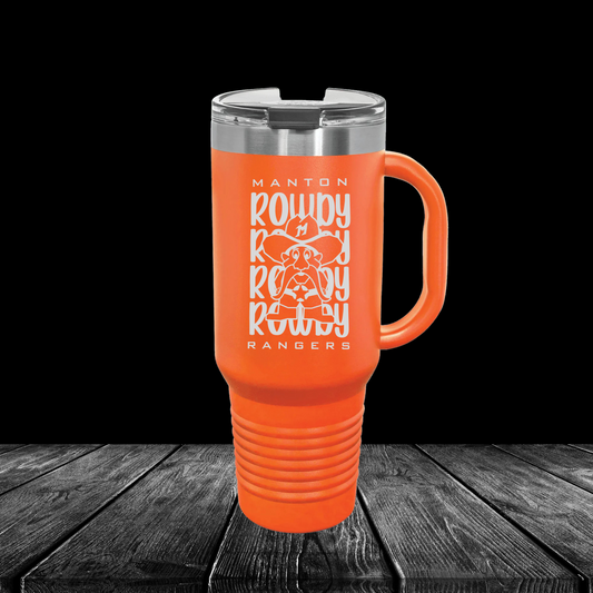 Manton Rangers ROWDY 40 oz Tumbler w/Lid - ORANGE