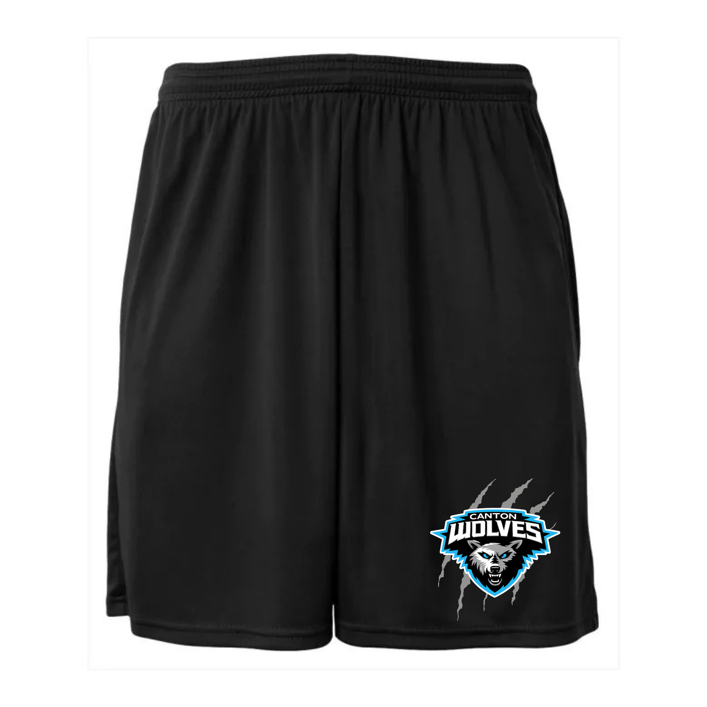 Canton Wolves Hockey Dri-Fit Cooling Performance Shorts w/ Pockets - BLACK