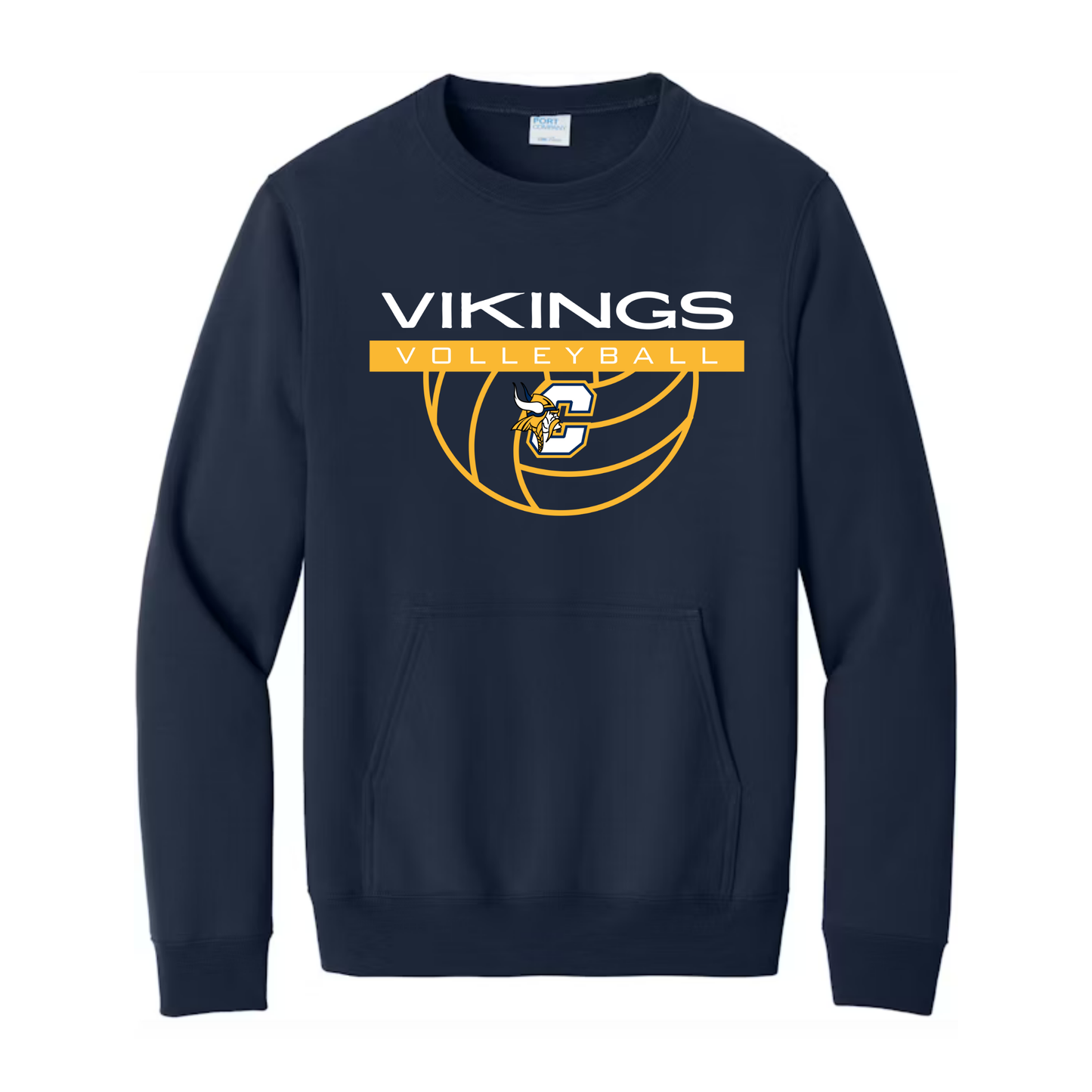 Cadillac Vikings Volleyball ADULT Crewneck Sweatshirt w/ Front Pocket