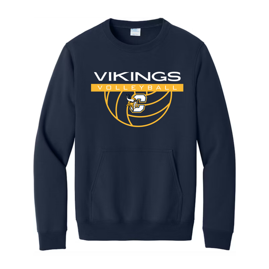 Cadillac Vikings Volleyball ADULT Crewneck Sweatshirt w/ Front Pocket