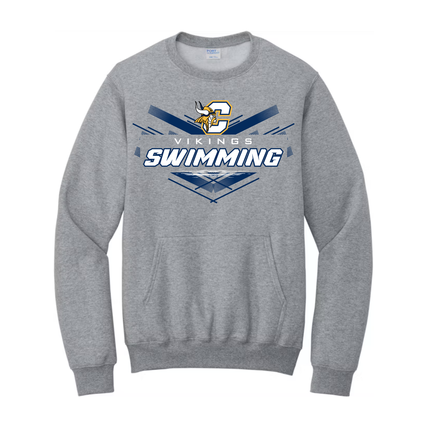 Cadillac Vikings Swim ADULT Crewneck Sweatshirt w/ Front Pocket