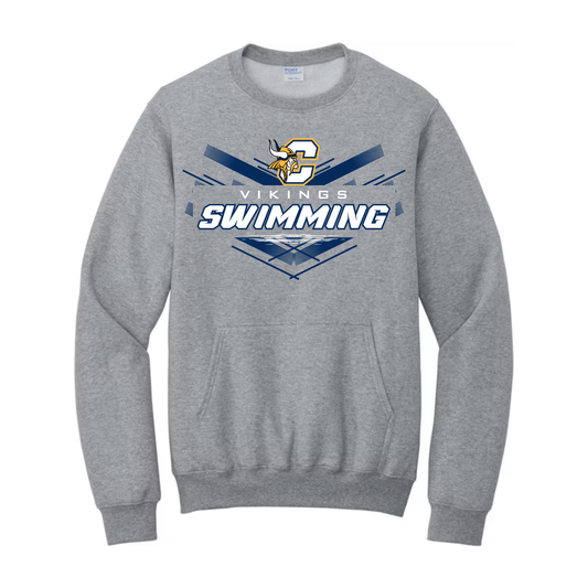 Cadillac Vikings Swim ADULT Crewneck Sweatshirt w/ Front Pocket