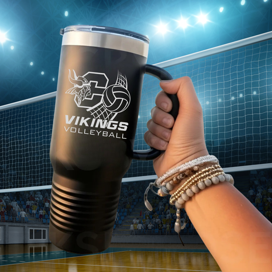 Cadillac Vikings Volleyball 40 oz Tumbler w/Lid - BLACK