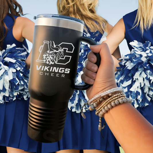 Cadillac Vikings Cheer 40 oz Tumbler w/Lid - BLACK