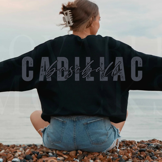BLACKOUT Cadillac Vikings Baseball ADULT Crewneck Sweatshirt