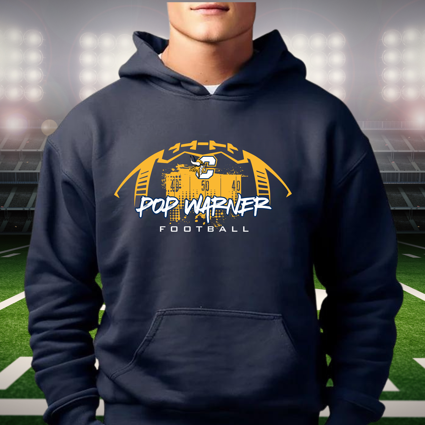 Vikings Pop Warner Football UNISEX Hoodie - NAVY