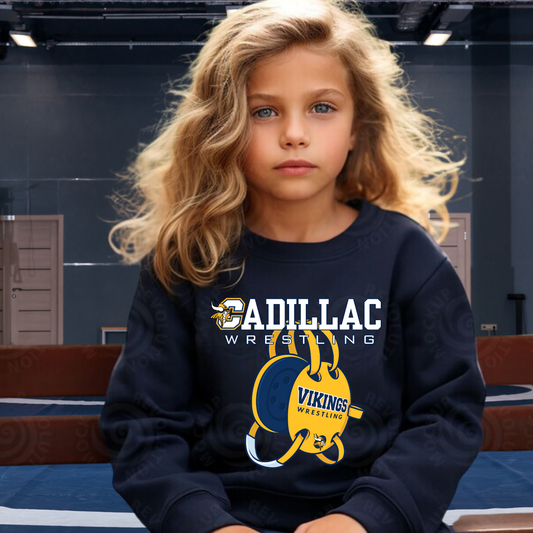 Cadillac Vikings Wrestling YOUTH Crewneck Sweatshirt
