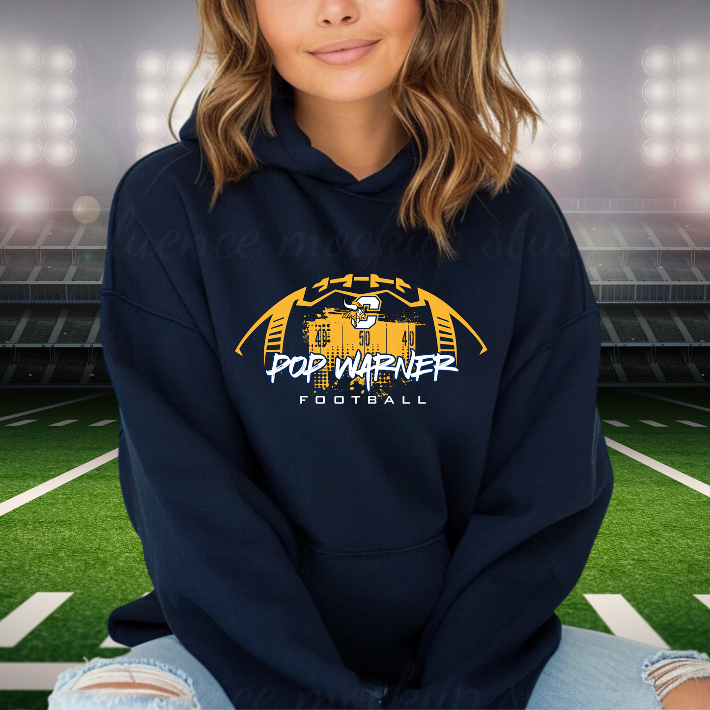 Vikings Pop Warner Football UNISEX Hoodie - NAVY