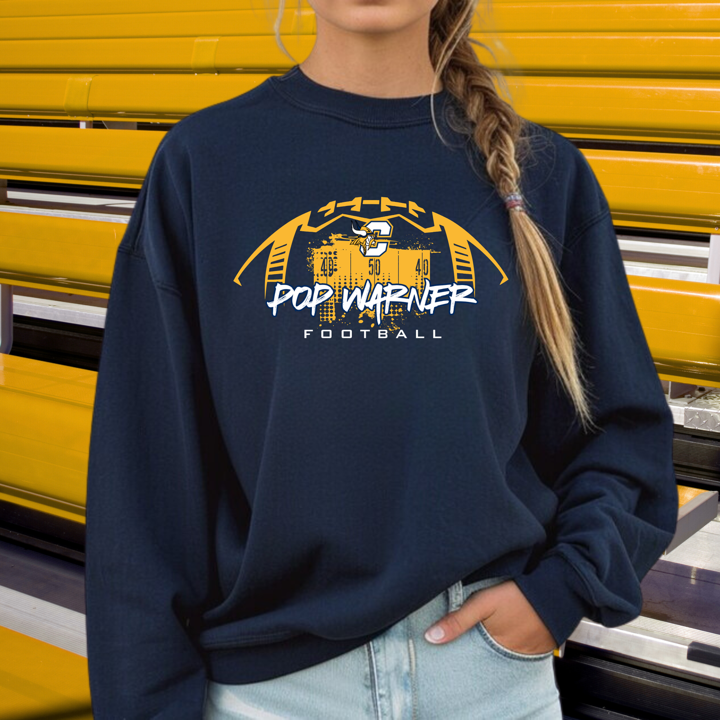 Vikings Pop Warner Football UNISEX Crewneck Sweatshirt - NAVY