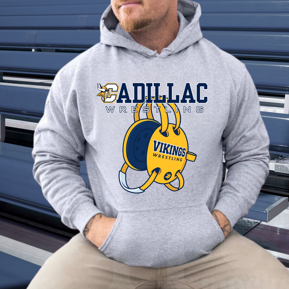 Cadillac Vikings Wrestling ADULT Hoodie