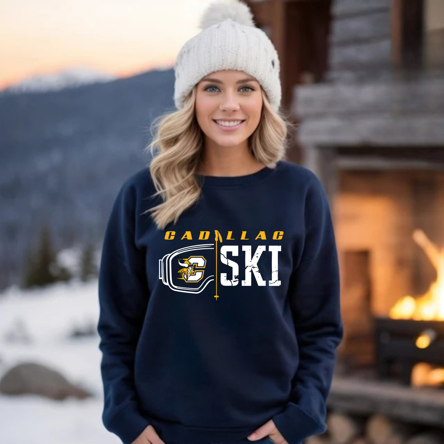 Cadillac Vikings Ski ADULT Crewneck Sweatshirt