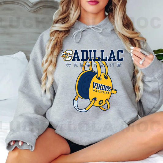 Cadillac Vikings Wrestling ADULT Hoodie