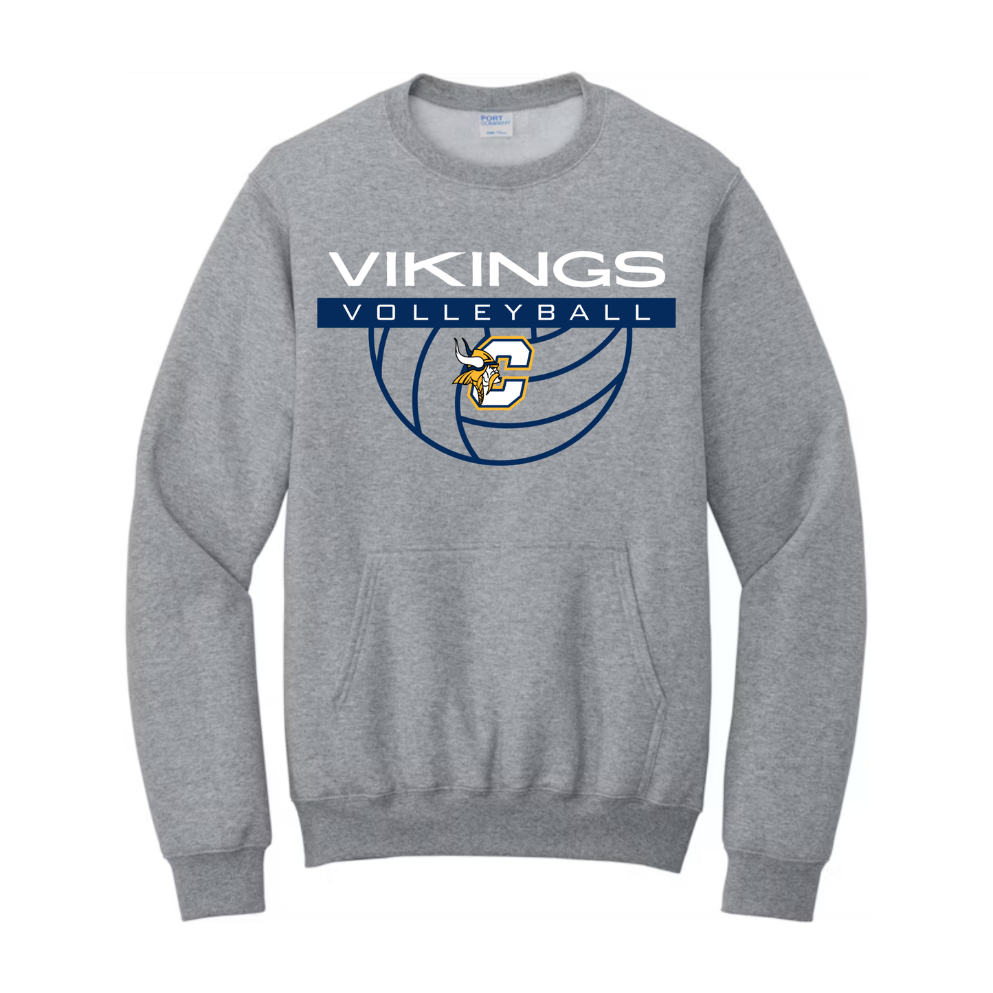 Cadillac Vikings Volleyball ADULT Crewneck Sweatshirt w/ Front Pocket