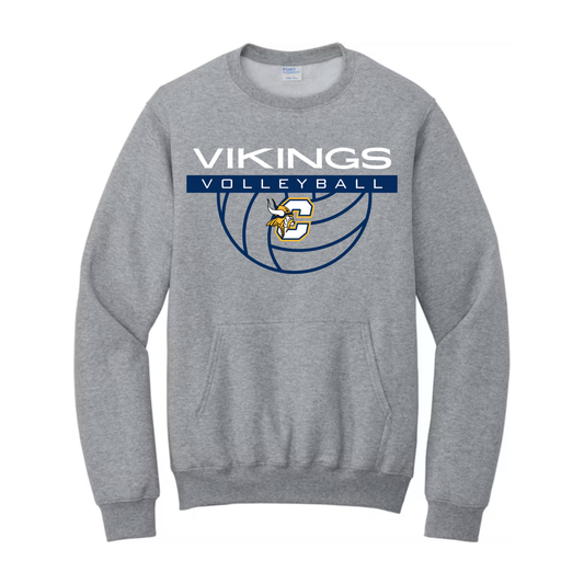 Cadillac Vikings Volleyball ADULT Crewneck Sweatshirt w/ Front Pocket