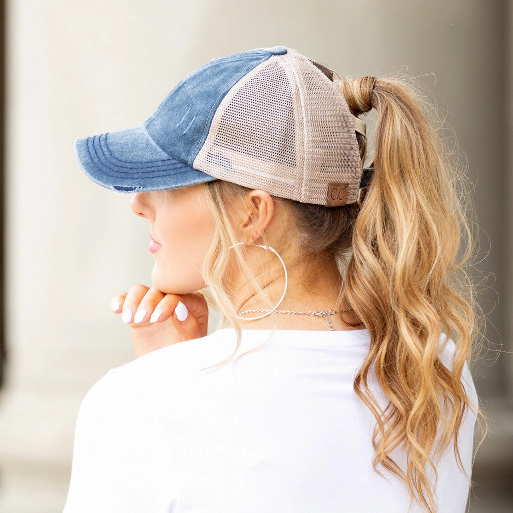 Cadillac Vikings Distressed Pony-tail hat