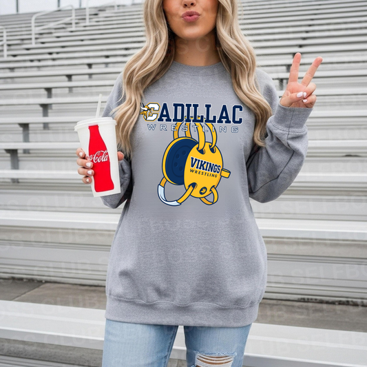 Cadillac Vikings Wrestling ADULT Unisex Crewneck Sweatshirt
