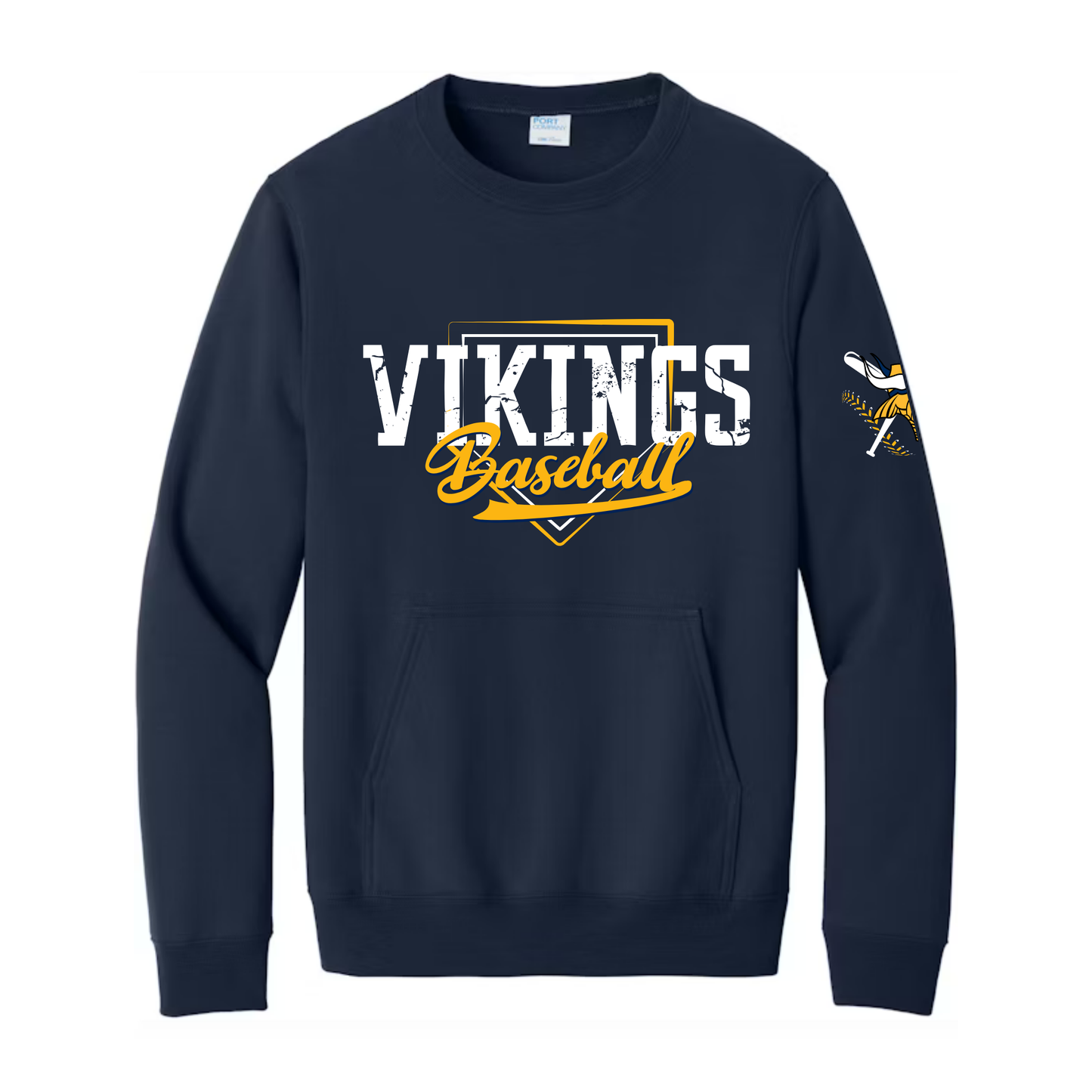 NEW Cadillac Vikings Baseball ADULT Crewneck W/ FRONT POCKET