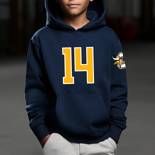 Vikings Varsity Number YOUTH Hoodie