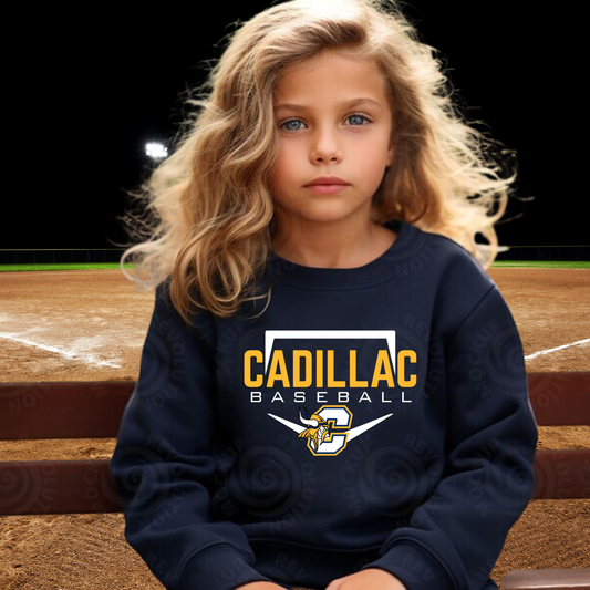 Cadillac Vikings Baseball Unisex YOUTH Crewneck Sweatshirt
